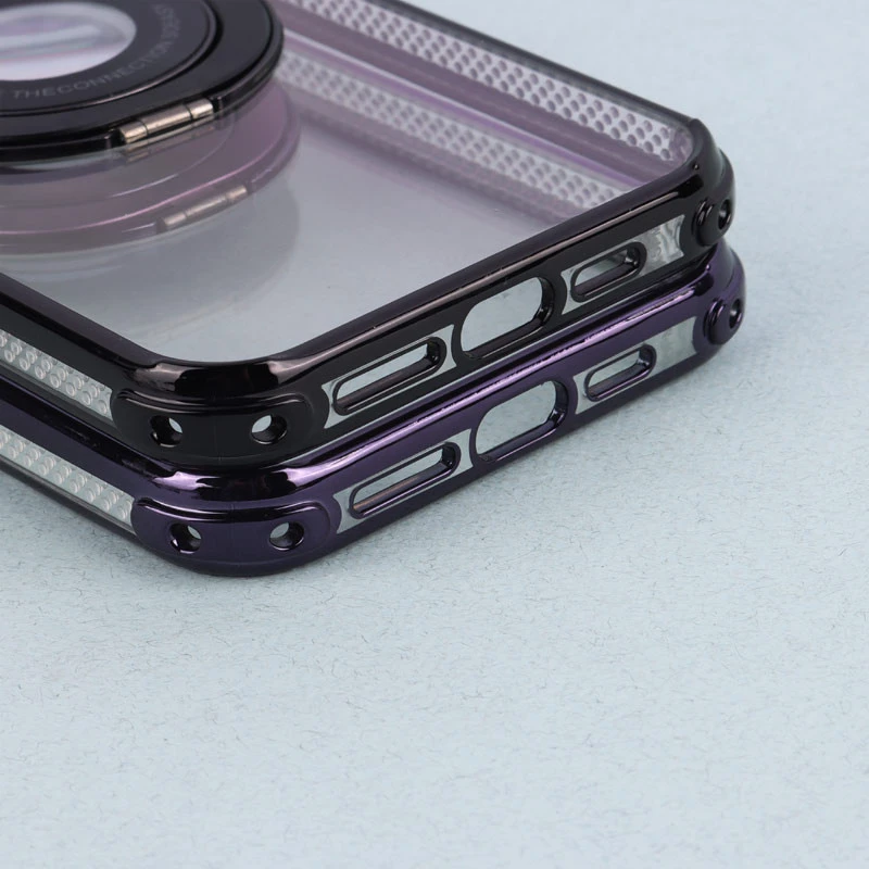 قاب PC شفاف Fashion Trends استند شو + محافظ لنز رینگی iPhone 15 Pro Max