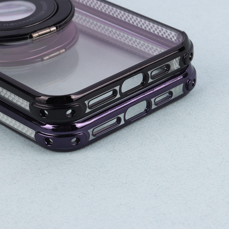 قاب PC شفاف Fashion Trends استند شو + محافظ لنز رینگی iPhone 15 Pro Max