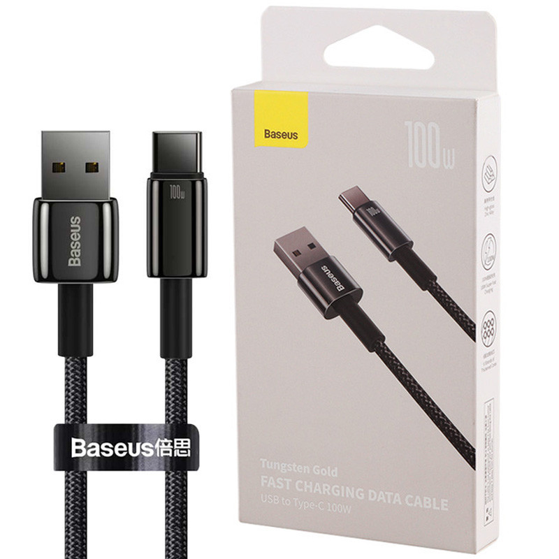 کابل تایپ سی فست شارژ Baseus Tungsten Gold CAWJ00000 6A 100W 1m