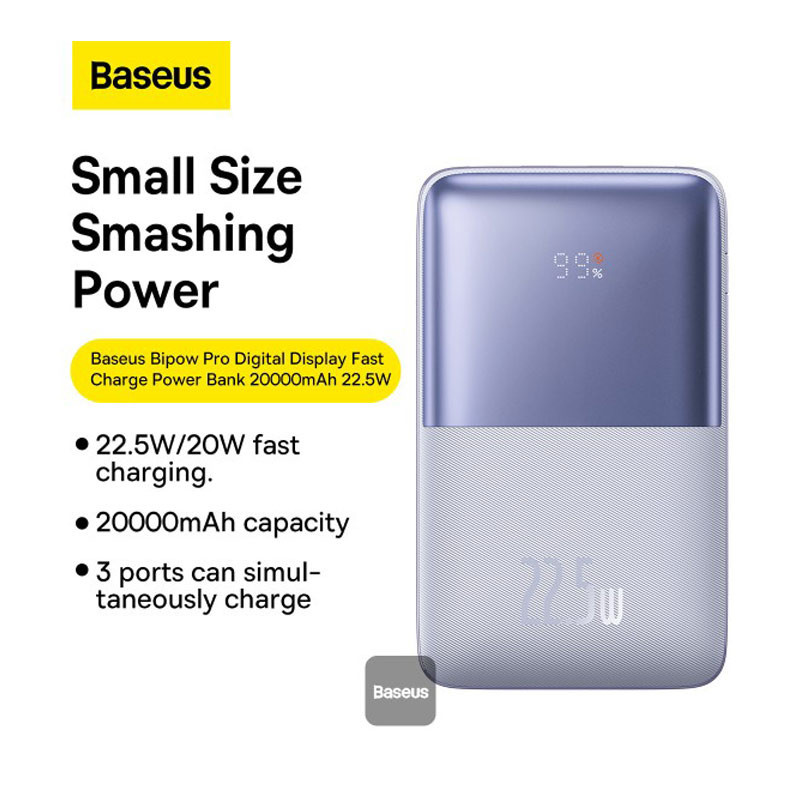 پاور بانک فست شارژ 20000 باسئوس Baseus Bipow Pro PPBD04030 PD 22.5W