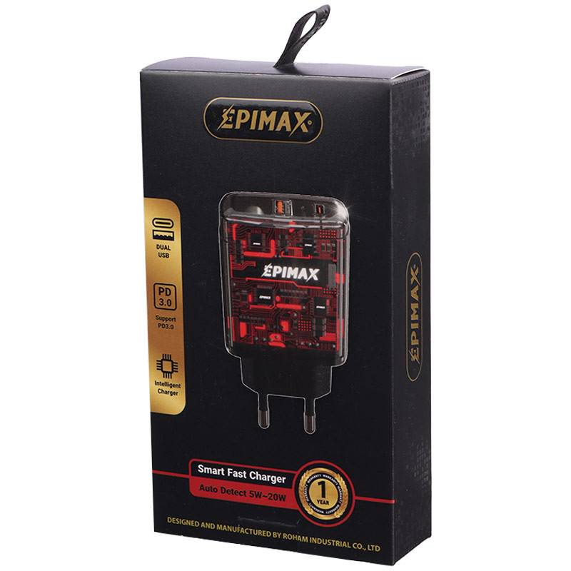 کلگی فست شارژ Epimax EU-109 2Port QC4.0 PD3.0 2.4A 20W