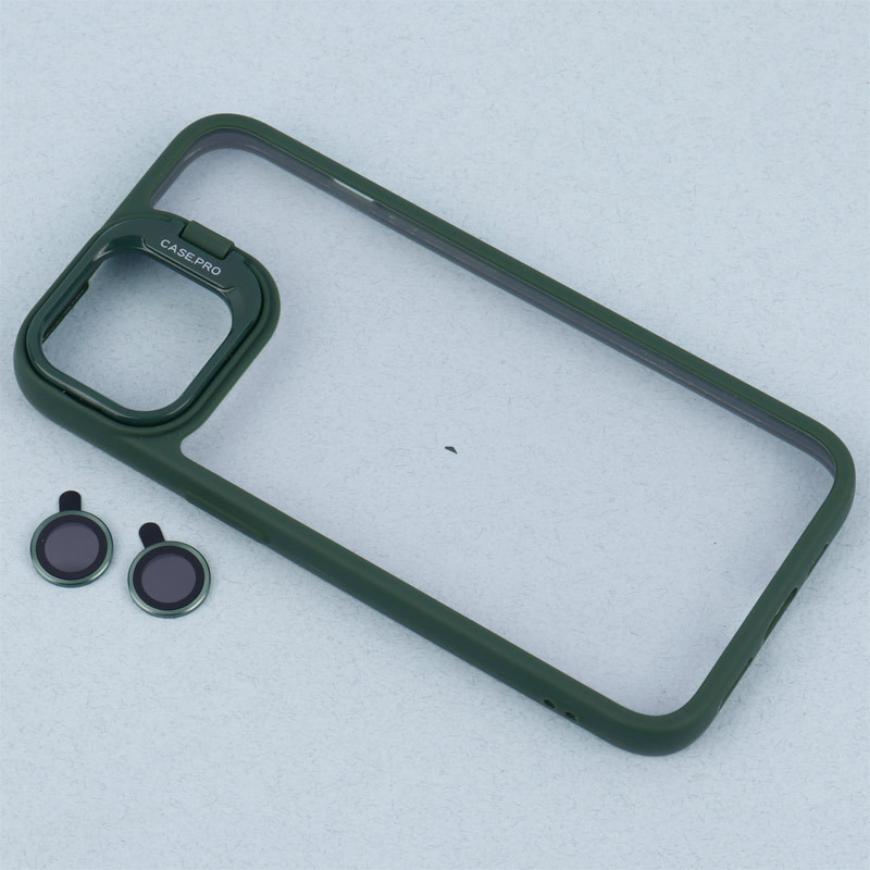 قاب PC شفاف Case Pro استند شو + محافظ لنز رینگی iPhone 13