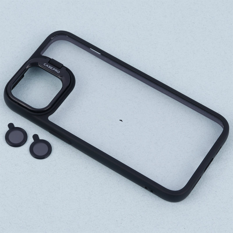 قاب PC شفاف Case Pro استند شو + محافظ لنز رینگی iPhone 13