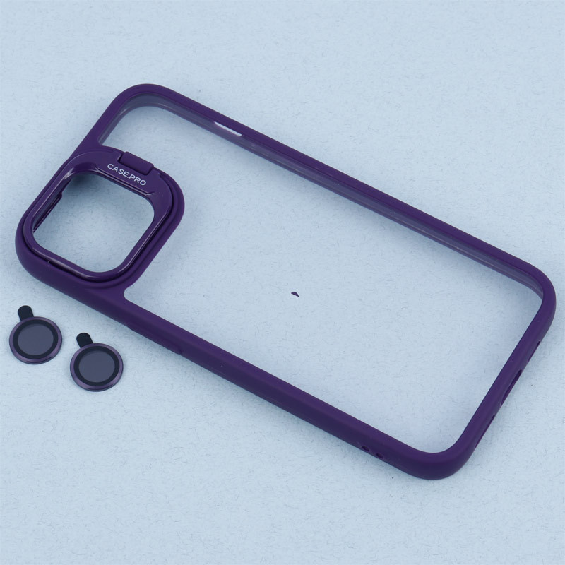 قاب PC شفاف Case Pro استند شو + محافظ لنز رینگی iPhone 13