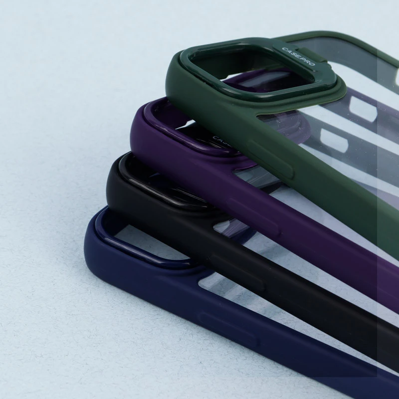 قاب PC شفاف Case Pro استند شو + محافظ لنز رینگی iPhone 13