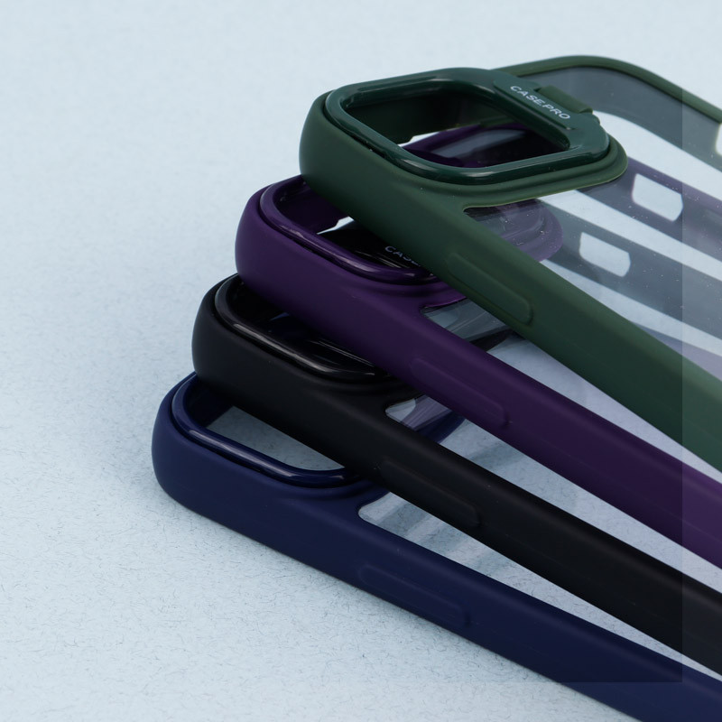 قاب PC شفاف Case Pro استند شو + محافظ لنز رینگی iPhone 13
