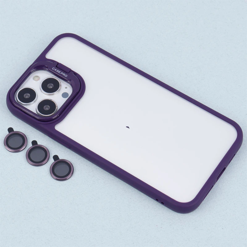 قاب PC شفاف Case Pro استند شو + محافظ لنز رینگی iPhone 13 Pro Max