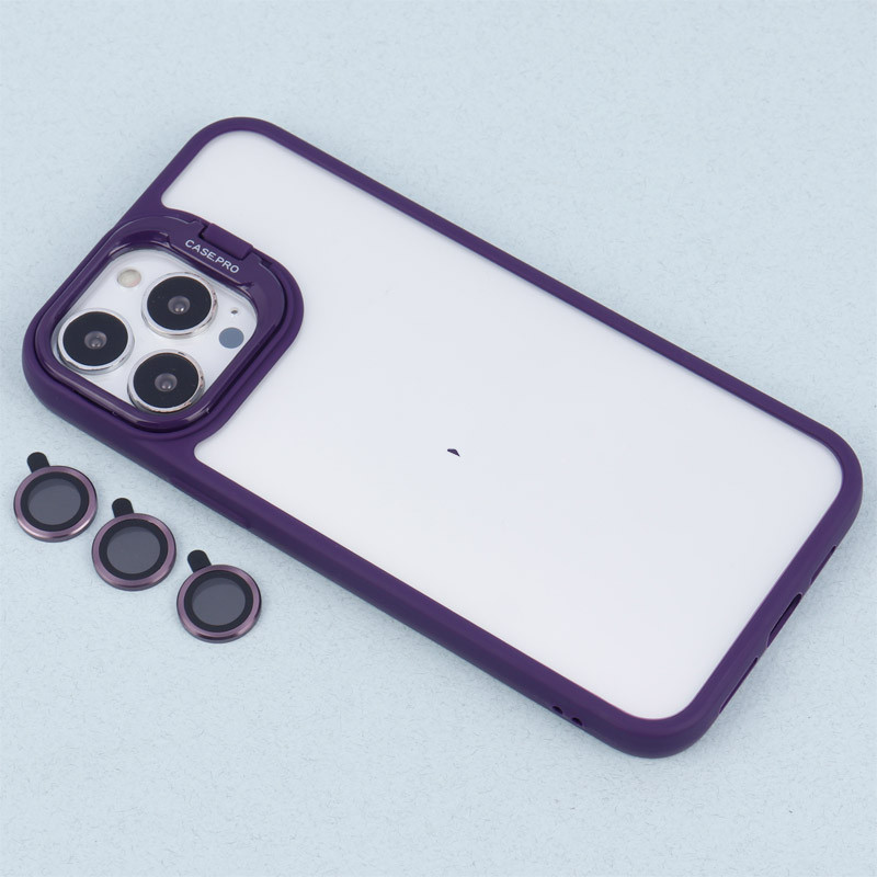 قاب PC شفاف Case Pro استند شو + محافظ لنز رینگی iPhone 13 Pro Max