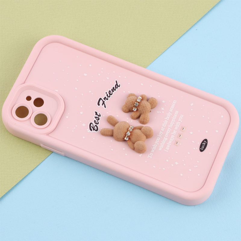قاب سولید کیس عروسکی پشمالو محافظ لنزدار iPhone 11