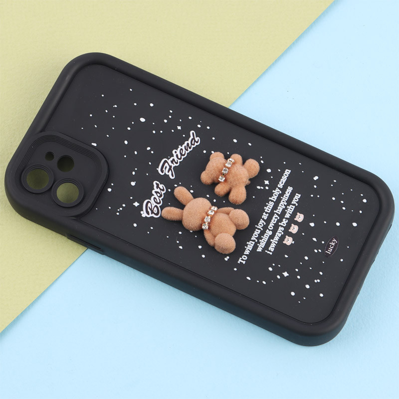 قاب سولید کیس عروسکی پشمالو محافظ لنزدار iPhone 11