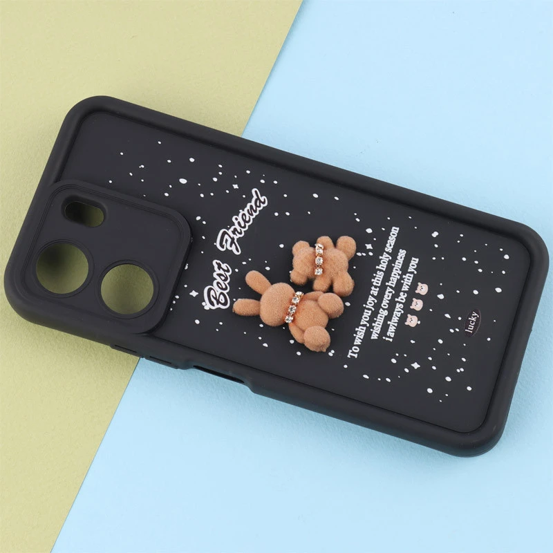 قاب سولید کیس عروسکی پشمالو محافظ لنزدار Xiaomi Redmi 13C / Poco C65