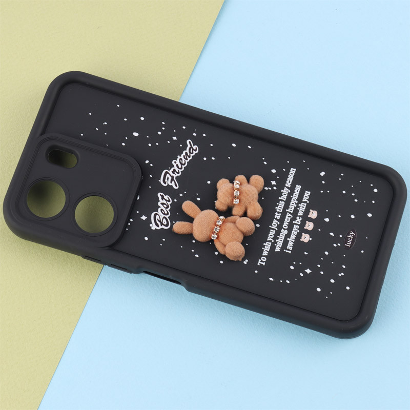 قاب سولید کیس عروسکی پشمالو محافظ لنزدار Xiaomi Redmi 13C / Poco C65