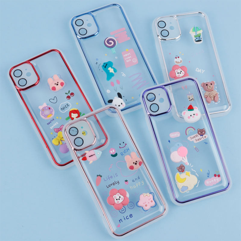 قاب شفاف عروسک برجسته محافظ لنزدار iPhone 11