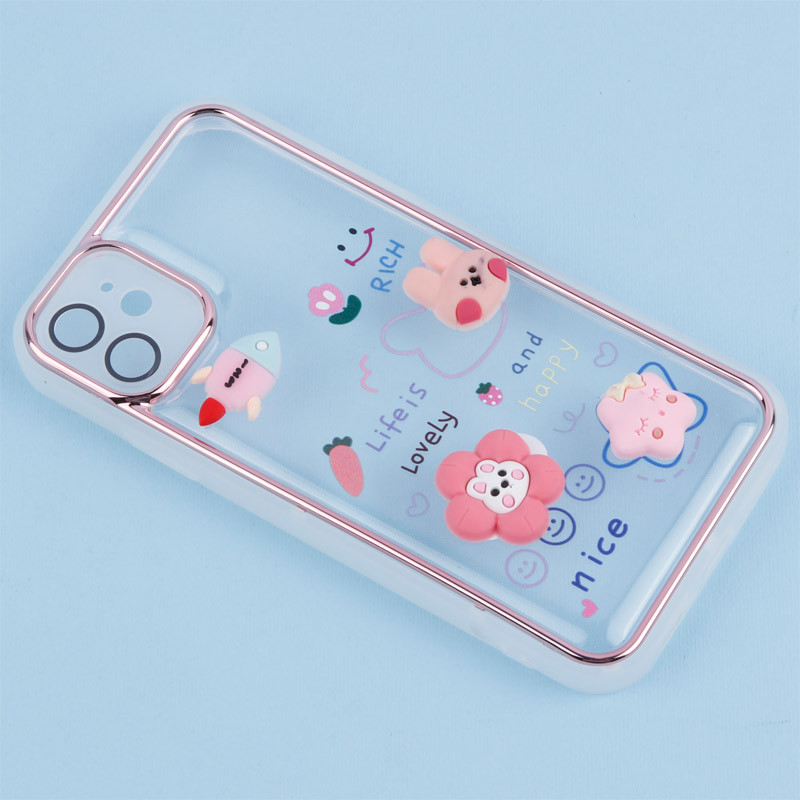 قاب شفاف عروسک برجسته محافظ لنزدار iPhone 11