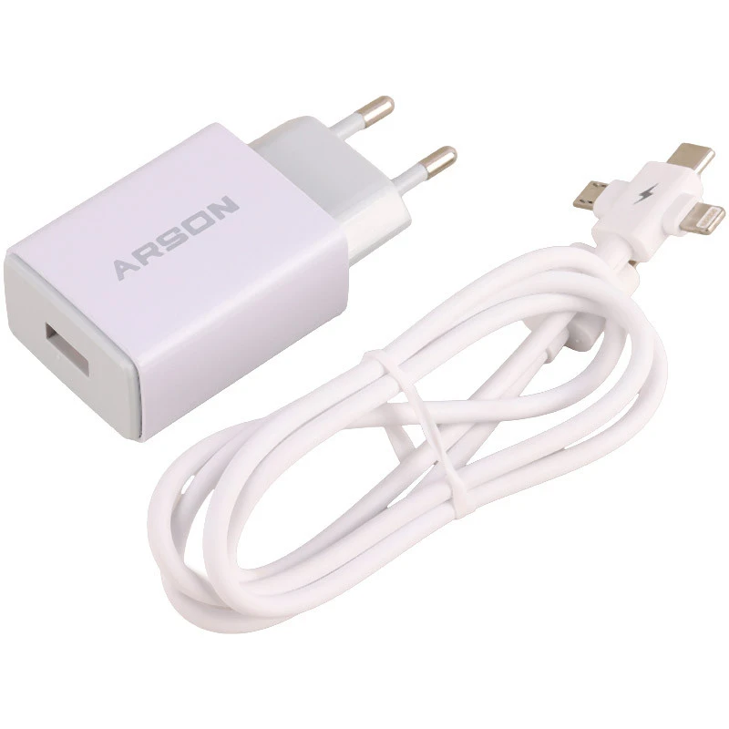 شارژر دیواری فست شارژ Arson AN-W3B PD 3A + کابل 3 سر