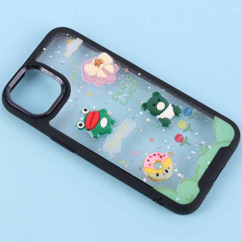 قاب شفاف شاینی متال ایرون عروسک برجسته iPhone 13