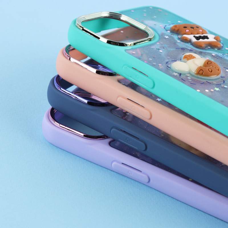 قاب شفاف شاینی متال ایرون عروسک برجسته iPhone 13