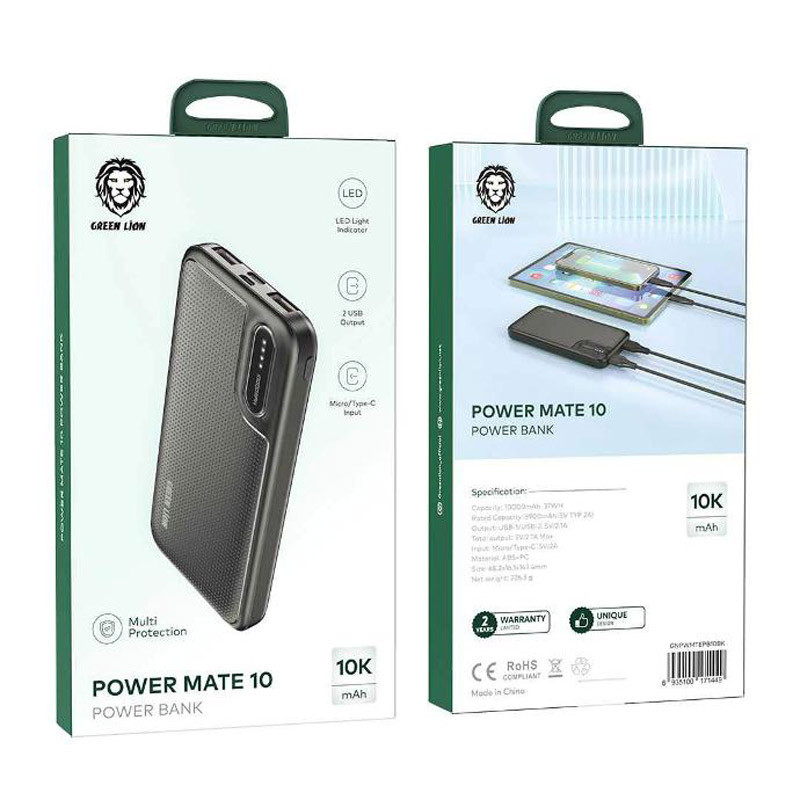 پاور بانک 10000 گرین لاین Green Lion Power Mate 10 10.5W