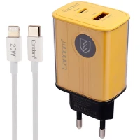 شارژر دیواری فست شارژ Earldom ES-EU40 2Port QC3.0 PD 3A 20W + کابل آیفونی