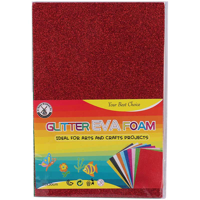 فوم رنگی اکلیلی Glitter Eva Foam A4 بسته ۱۰ عددی