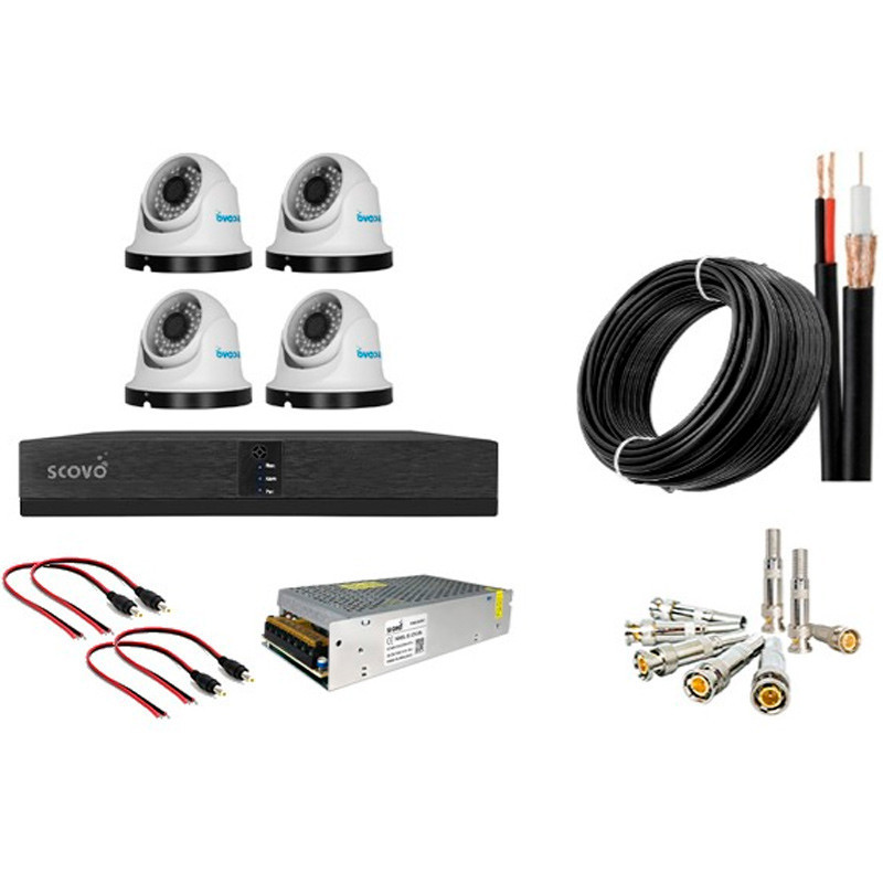 پکیج دوربین مداربسته 4 تایی اسکوو SCOVO SC-AHD CCTV