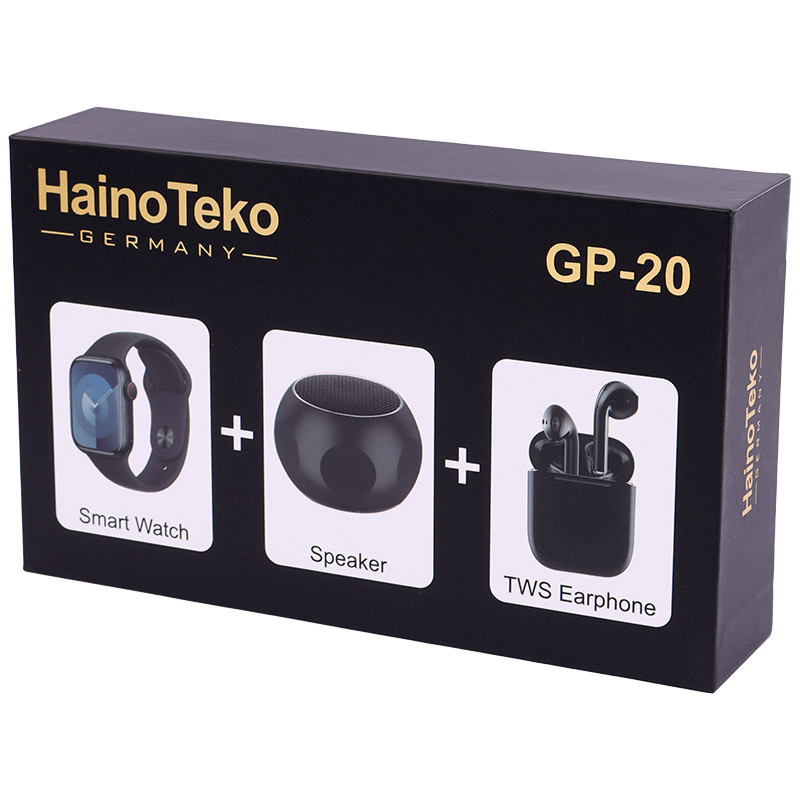 پکیج ساعت هوشمند و هندزفری بلوتوثی و اسپیکر HainoTeko GP-20