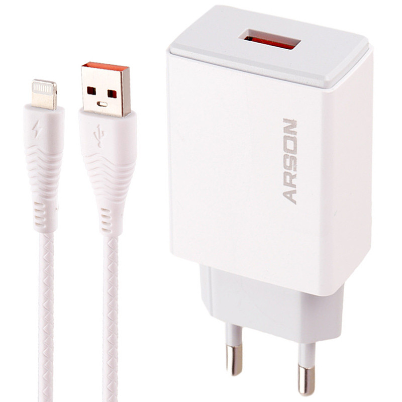 کلگی فست شارژ Arson AN-W3A QC3.0 3A 15W + کابل آیفونی