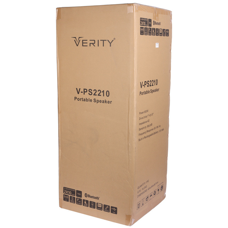 اسپیکر چمدانی بلوتوثی رم و فلش خور Verity V-PS2210 + میکروفون و ریموت کنترل