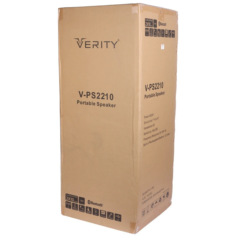 اسپیکر چمدانی بلوتوثی رم و فلش خور Verity V-PS2210 + میکروفون و ریموت کنترل