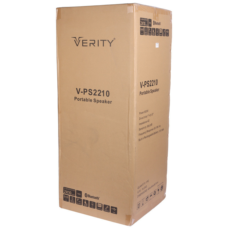 اسپیکر چمدانی بلوتوثی رم و فلش خور Verity V-PS2210 + میکروفون و ریموت کنترل