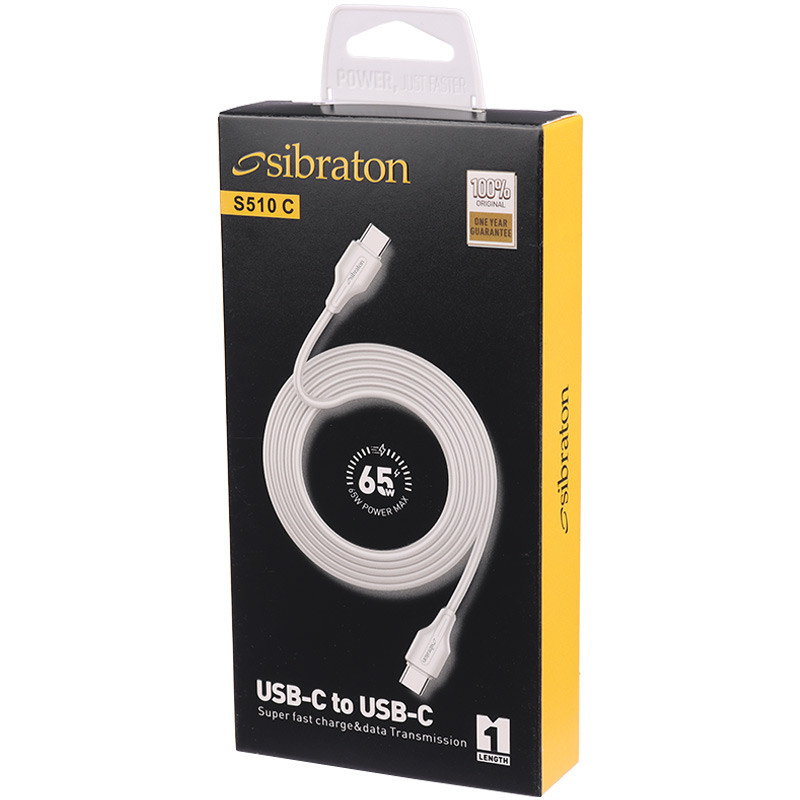 کابل تبدیل فست شارژ Sibraton S510C Type-C to Type-C 65W 1m