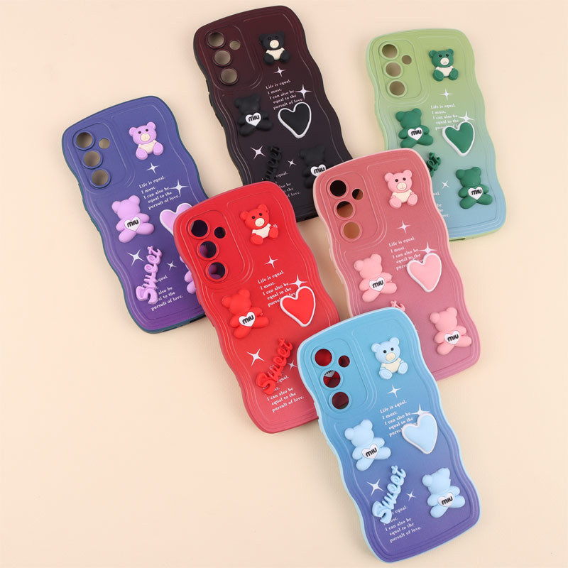 قاب رنگی مات عروسک برجسته محافظ لنزدار Samsung Galaxy A54