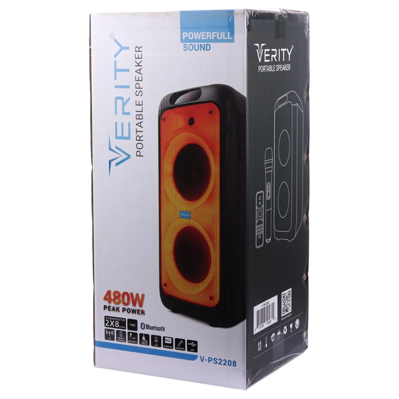 اسپیکر چمدانی بلوتوثی رم و فلش خور Verity V-PS2208
