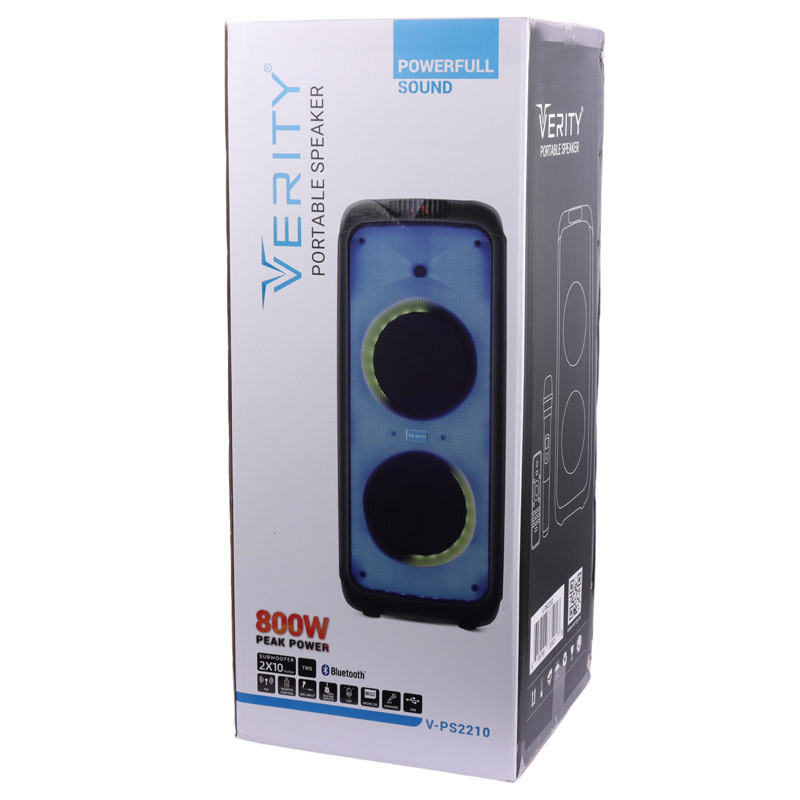 اسپیکر چمدانی بلوتوثی رم و فلش خور Verity V-PS2210 + میکروفون و ریموت کنترل