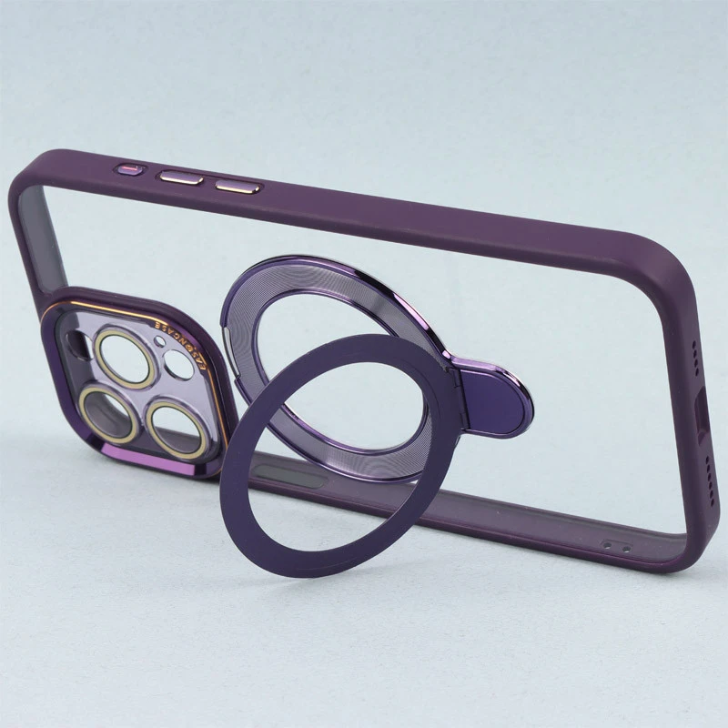 قاب PC شفاف مگ سیف Eason Case استند شو محافظ لنزدار iPhone 15 Pro Max