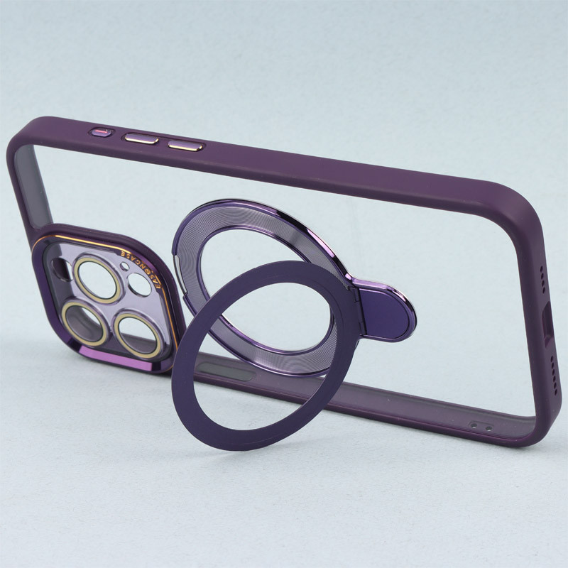 قاب PC شفاف مگ سیف Eason Case استند شو محافظ لنزدار iPhone 15 Pro Max