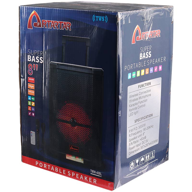 اسپیکر بلوتوثی رم و فلش خور Artartar TMW-408L + میکروفون و ریموت کنترل