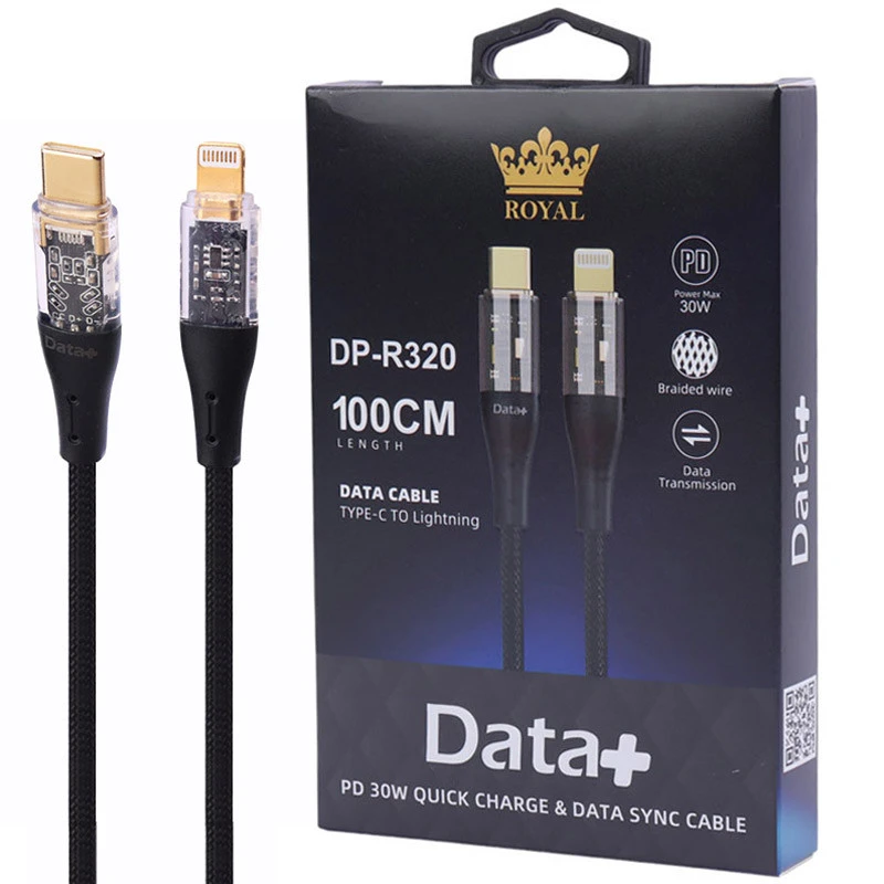 کابل تبدیل فست شارژ Data+ Royal DP-R320 Type-C to Lightning PD 30W 3A 1m