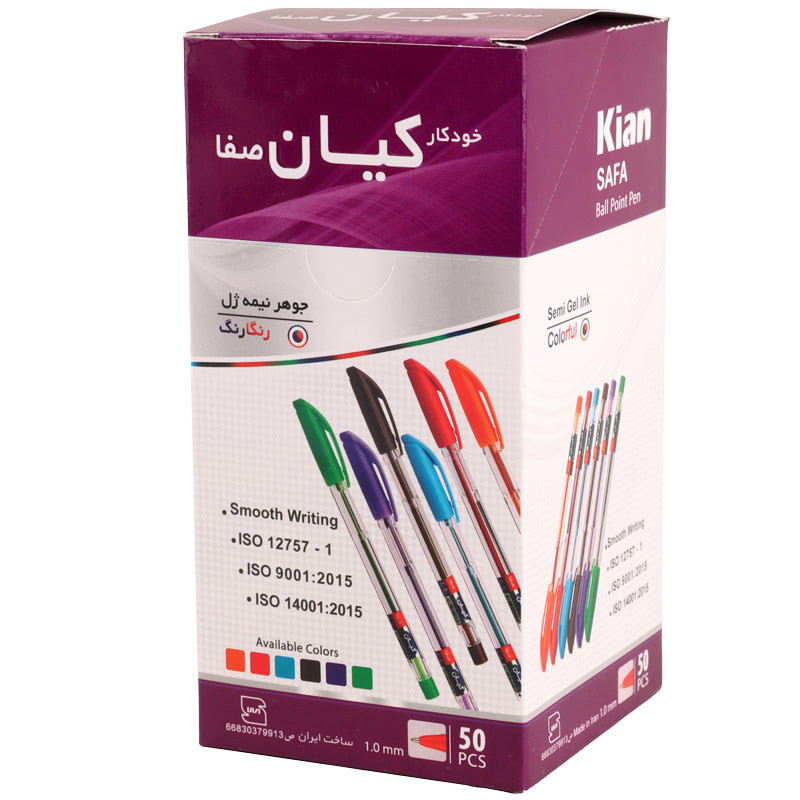 خودکار کیان رنگی Kian 1mm بسته ۵۰ عددی