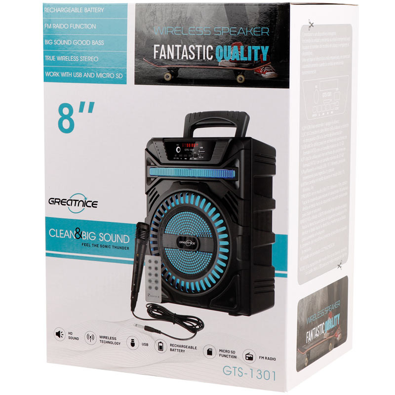 اسپیکر بلوتوثی رم و فلش خور Greatnice GTS-1301 + میکروفون و ریموت کنترل