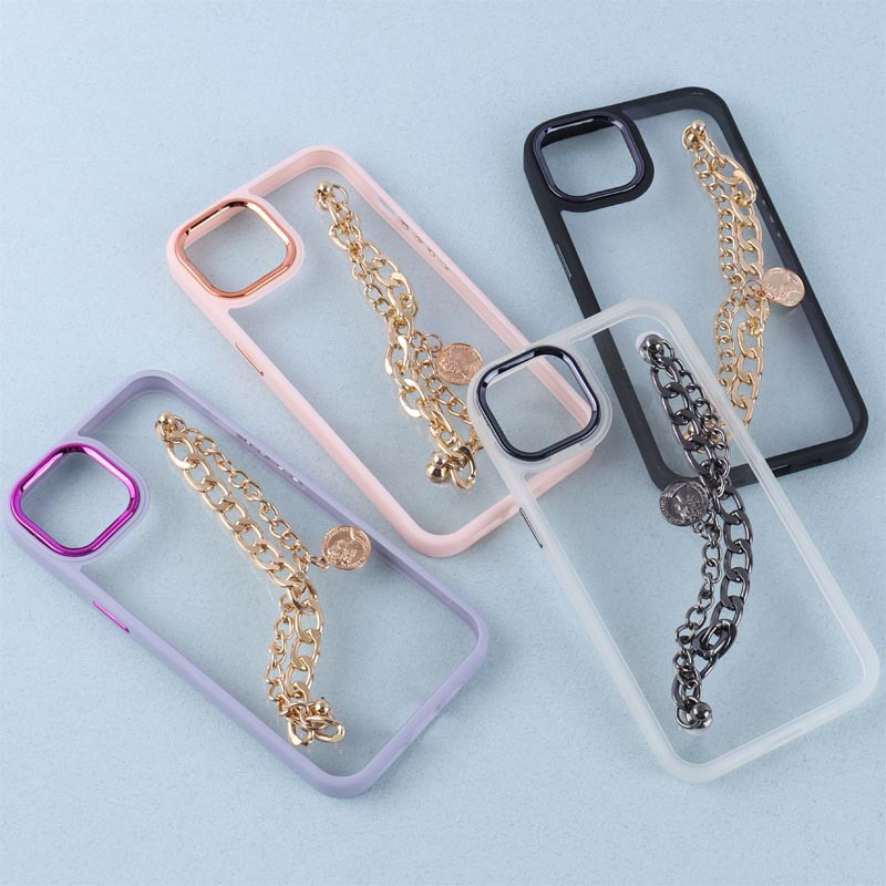 قاب متال ایرون دور رنگی پشت شفاف + آویز دستی کارتیر iPhone 13