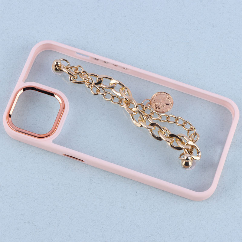 قاب متال ایرون دور رنگی پشت شفاف + آویز دستی کارتیر iPhone 13