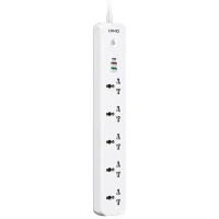 چند راهی ۵ خانه برق ارت دار الدینیو SC5319 با کابل ۲ متری + شارژر USB و Type-C