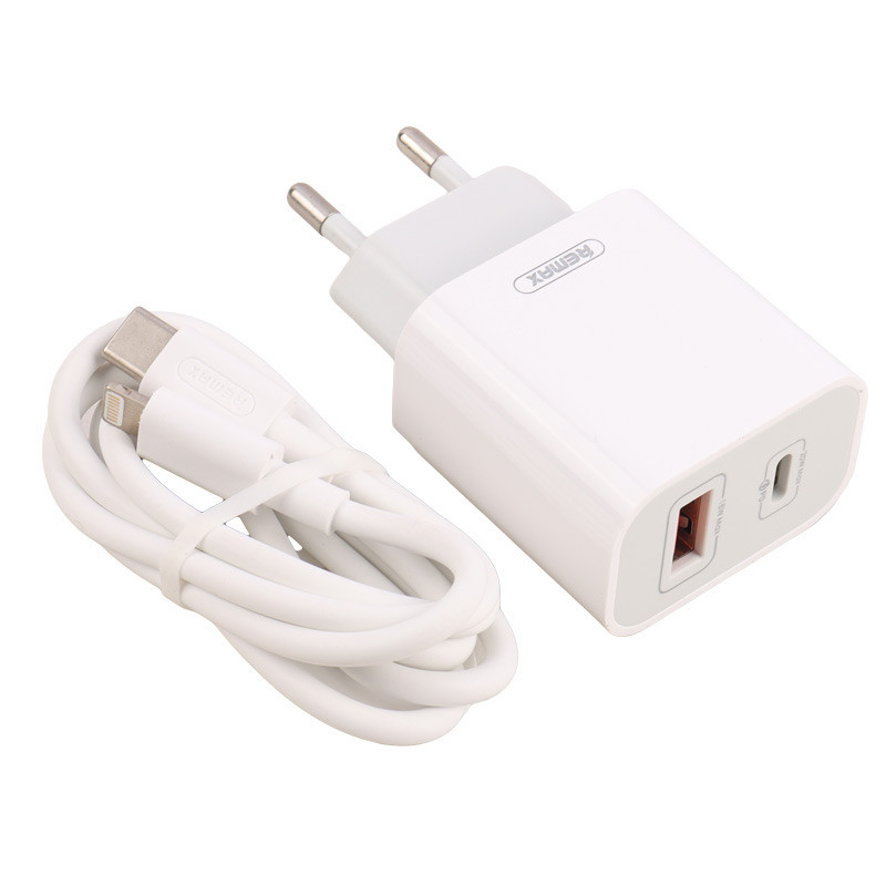کلگی فست شارژ Remax RP-U68 2Port 3A PD3.0 QC 20W + کابل آیفونی