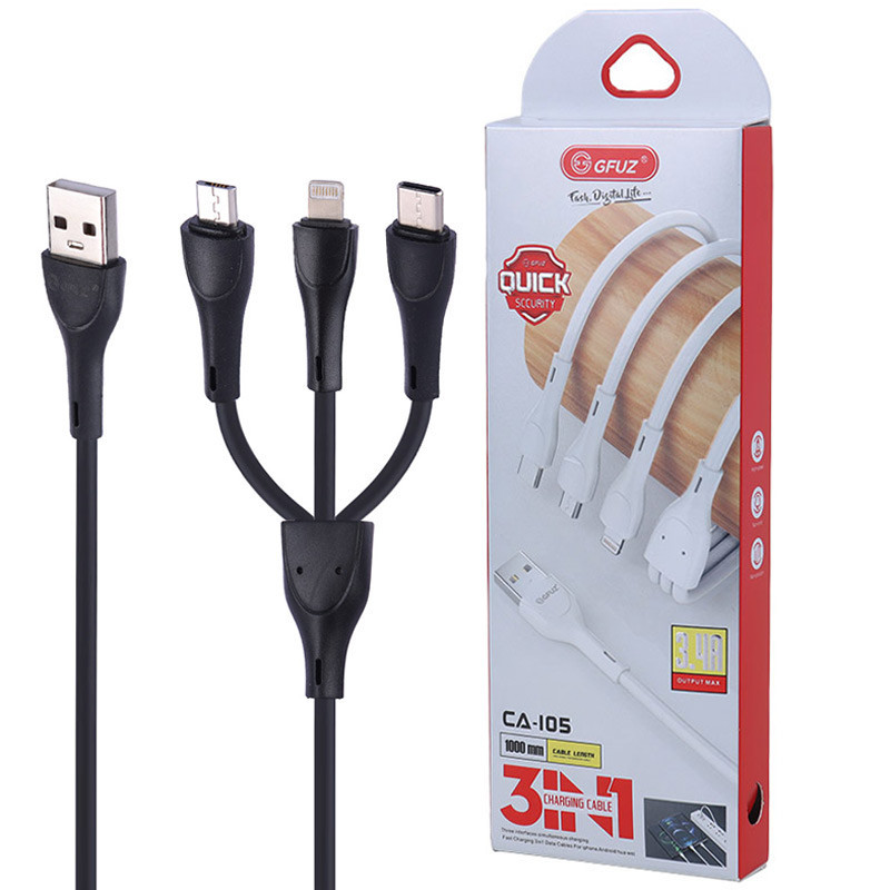 کابل 3 سر فست شارژ GFUZ CA-105 3.4A 1m