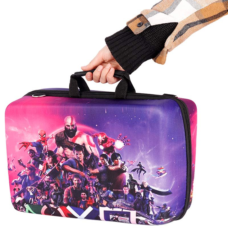 کیف کنسول بازی PS5 Slim طرح Games زمینه بنفش