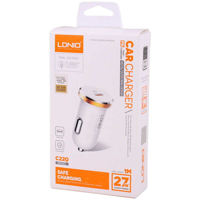 شارژر فندکی فست شارژ Ldnio C22Q 3A 27W + کابل تایپ سی