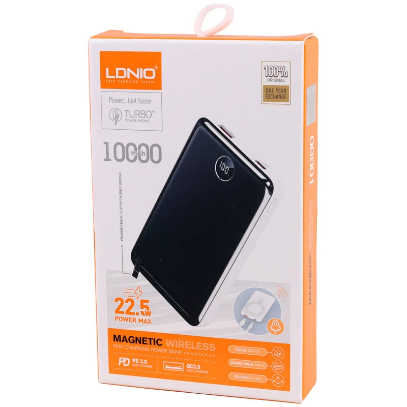 پاور بانک بی سیم فست شارژ الدینیو PQ17 QC3.0 PD3.0 22.5W ظرفیت 10000 میلی آمپر ساعت