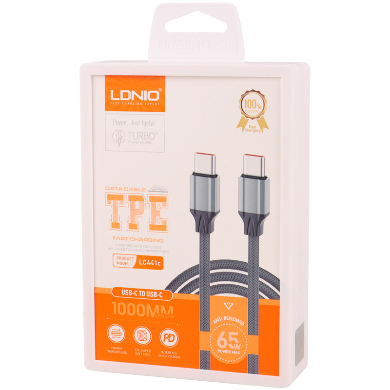 کابل تبدیل فست شارژ Ldnio LC441C Type-C to Type-C PD 65W 1m