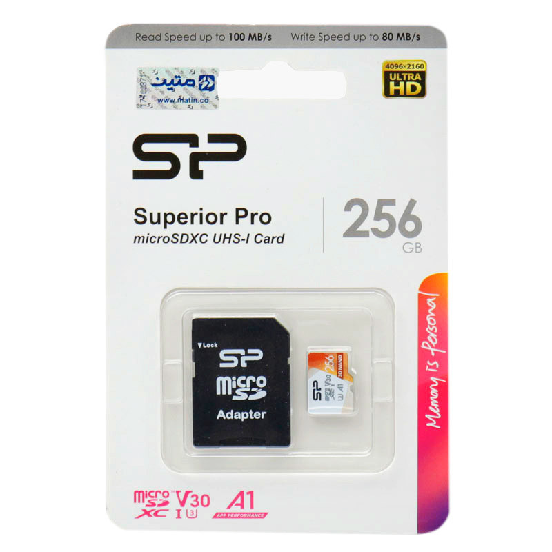 رم میکرو ۲۵۶ گیگ سیلیکون پاور Silicon Power Superior Pro A1 V30 U3 100MB/s + خشاب